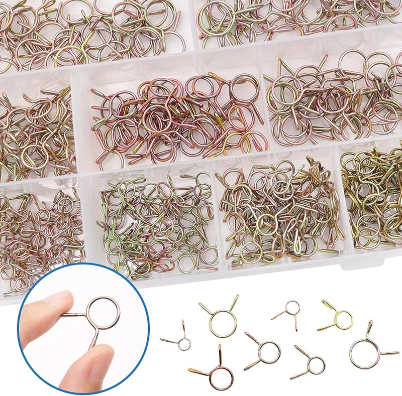 Eoppen 330pcs 5-13mm Spring Hose Clamps Small Hose Clamps Fuel Line Hose Water Pipe Air Tubing Spring Clips Clamps Assortment Kit (9 Sizes) - Image 4